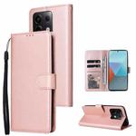 For Xiaomi Redmi Note 13 Pro 5G Multifunctional Horizontal Flip Leather Phone Case with Three Card Slot(Rose Gold)