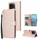 For Xiaomi Redmi Note 13 Pro 5G Multifunctional Horizontal Flip Leather Phone Case with Three Card Slot(Gold)