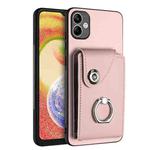 For Samsung Galaxy A04 4G Organ Card Bag Ring Holder PU Phone Case(Pink)