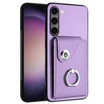 For Samsung Galaxy S23 5G Organ Card Bag Ring Holder PU Phone Case(Purple)