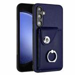 For Samsung Galaxy S23 FE 5G Organ Card Bag Ring Holder PU Phone Case(Blue)