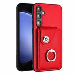 For Samsung Galaxy S23 FE 5G Organ Card Bag Ring Holder PU Phone Case(Red)