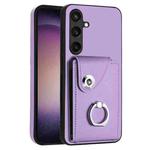 For Samsung Galaxy S24 5G Organ Card Bag Ring Holder PU Phone Case(Purple)