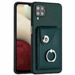 For Samsung Galaxy A12 Organ Card Bag Ring Holder PU Phone Case(Green)