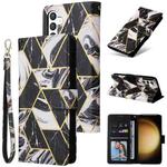 For Samsung Galaxy S24+ 5G Marble Bronzing Stitching Leather Phone Case(Black)