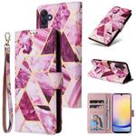 For Samsung Galaxy A25 Marble Bronzing Stitching Leather Phone Case(Purple)