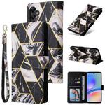 For Samsung Galaxy A05s Marble Bronzing Stitching Leather Phone Case(Black)