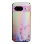 For Google Pixel 8 Laser Marble Pattern Clear TPU Phone Protective Case(Pink)