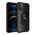 For iPhone 12 Pro Max Shockproof Transparent TPU + Acrylic Protective Case with Ring Holder(Black)