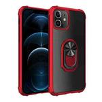 For iPhone 12 Pro Max Shockproof Transparent TPU + Acrylic Protective Case with Ring Holder(Red)