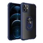 For iPhone 12 Pro Max Shockproof Transparent TPU + Acrylic Protective Case with Ring Holder(Blue)