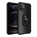For iPhone 12 / 12 Pro Shockproof Transparent TPU + Acrylic Protective Case with Ring Holder(Black)