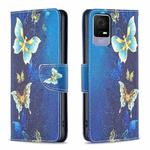 For TCL 405 Colored Drawing Pattern Leather Phone Case(Gold Butterfly)