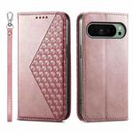 For Google Pixel 9 Cubic Grid Calf Texture Magnetic Leather Phone Case(Rose Gold)
