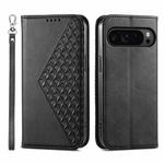 For Google Pixel 9 Pro Cubic Grid Calf Texture Magnetic Leather Phone Case(Black)