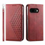 For Google Pixel 9a Cubic Grid Calf Texture Magnetic Leather Phone Case(Red)