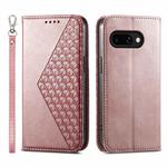 For Google Pixel 9a Cubic Grid Calf Texture Magnetic Leather Phone Case(Rose Gold)