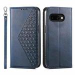 For Google Pixel 9a Cubic Grid Calf Texture Magnetic Leather Phone Case(Blue)