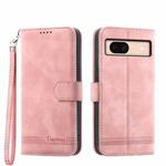 For Google Pixel 8a Dierfeng Dream Line TPU + PU Leather Phone Case(Pink)