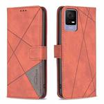 For TCL 40 SE Magnetic Buckle Rhombus Texture Leather Phone Case(Brown)