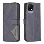 For TCL 40 SE Magnetic Buckle Rhombus Texture Leather Phone Case(Black)