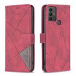 For TCL 305 / 306 / 30 SE Magnetic Buckle Rhombus Texture Leather Phone Case(Red)