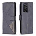 For TCL 50 SE Magnetic Buckle Rhombus Texture Leather Phone Case(Black)