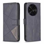 For TCL 50 XE/50 XL 5G Magnetic Buckle Rhombus Texture Leather Phone Case(Black)