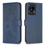 For vivo Y02 4G Four-leaf Embossed Leather Phone Case(Blue)