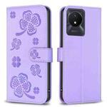 For vivo Y02 4G Four-leaf Embossed Leather Phone Case(Purple)