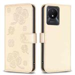 For vivo Y02 4G Four-leaf Embossed Leather Phone Case(Gold)