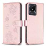 For vivo Y02 4G Four-leaf Embossed Leather Phone Case(Pink)