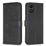 For vivo Y02s Four-leaf Embossed Leather Phone Case(Black)
