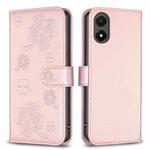 For vivo Y02s Four-leaf Embossed Leather Phone Case(Pink)