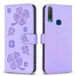 For vivo Y11 / Y12 / Y15 / Y17 Four-leaf Embossed Leather Phone Case(Purple)