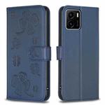 For vivo Y15s Four-leaf Embossed Leather Phone Case(Blue)