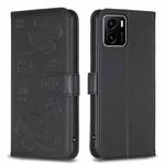 For vivo Y15s Four-leaf Embossed Leather Phone Case(Black)