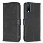 For vivo Y20 Four-leaf Embossed Leather Phone Case(Black)