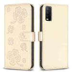 For vivo Y20 Four-leaf Embossed Leather Phone Case(Gold)