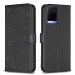 For vivo Y21 / Y21s / Y33s Four-leaf Embossed Leather Phone Case(Black)