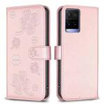 For vivo Y21 / Y21s / Y33s Four-leaf Embossed Leather Phone Case(Pink)