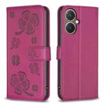 For vivo Y27 4G Four-leaf Embossed Leather Phone Case(Rose Red)