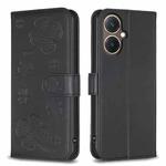 For vivo Y27 4G Four-leaf Embossed Leather Phone Case(Black)