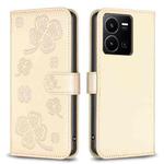 For vivo Y35 4G / Y22s Four-leaf Embossed Leather Phone Case(Gold)