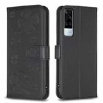 For vivo Y51 2020 / Y51a / Y51s Four-leaf Embossed Leather Phone Case(Black)