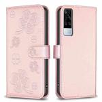 For vivo Y51 2020 / Y51a / Y51s Four-leaf Embossed Leather Phone Case(Pink)