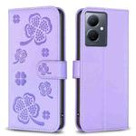 For vivo Y78 5G / Y36 Four-leaf Embossed Leather Phone Case(Purple)