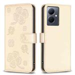 For vivo Y78 5G / Y36 Four-leaf Embossed Leather Phone Case(Gold)