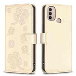 For Motorola Moto E40 / E30 Four-leaf Embossed Leather Phone Case(Gold)