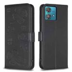 For Motorola Edge 40 Neo Four-leaf Embossed Leather Phone Case(Black)